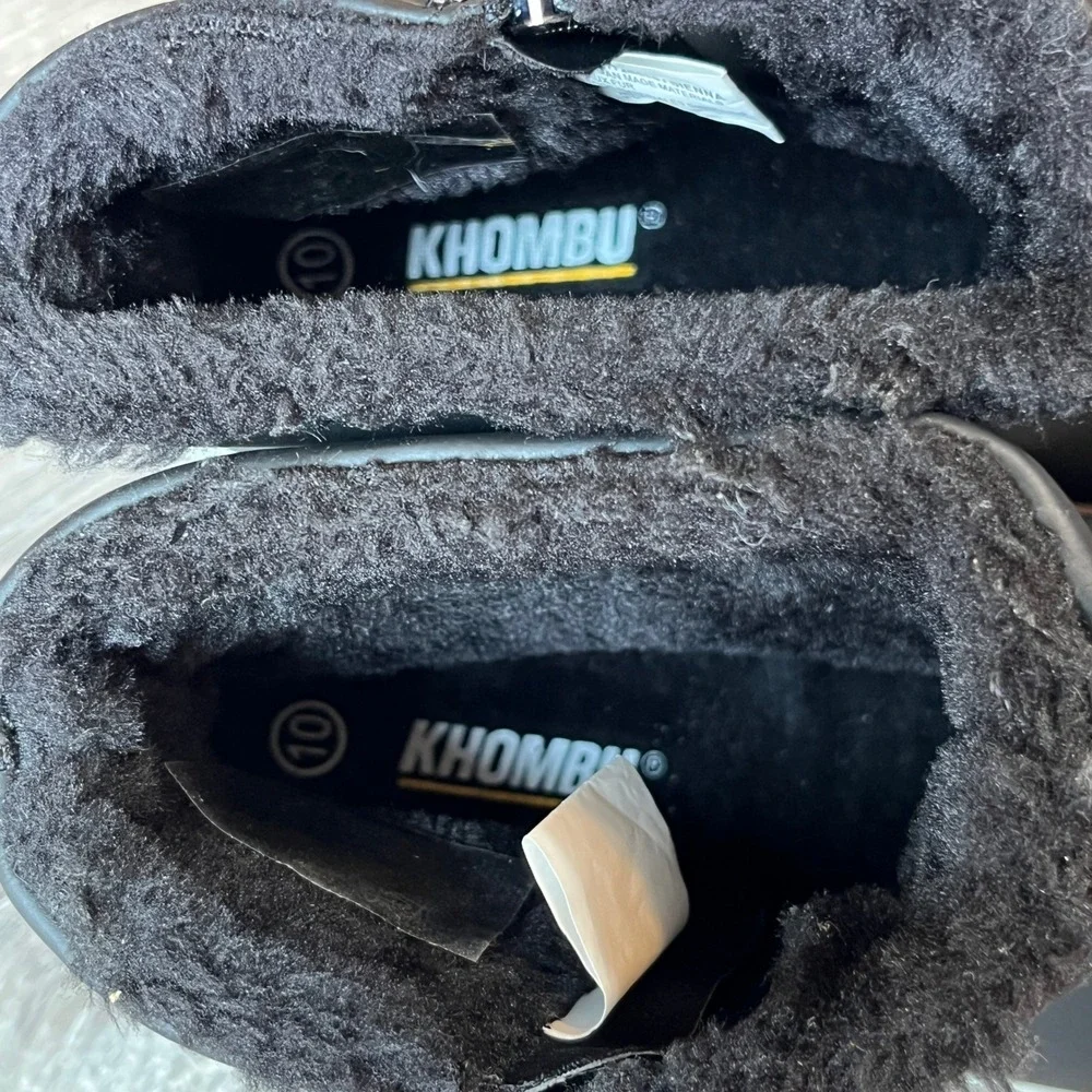 NEW Khombu Sienna Black Faux Fur Lined Ankle Boots Women 10 Weather Resistant